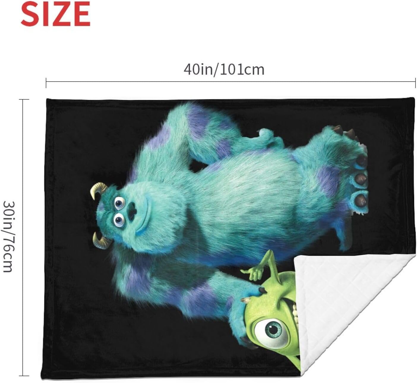 Monsters Anime Inc – Manta colorida de franela para bebé, ropa de cama para niños y niñas, 30 x 40 pulgadas, color negro, talla única