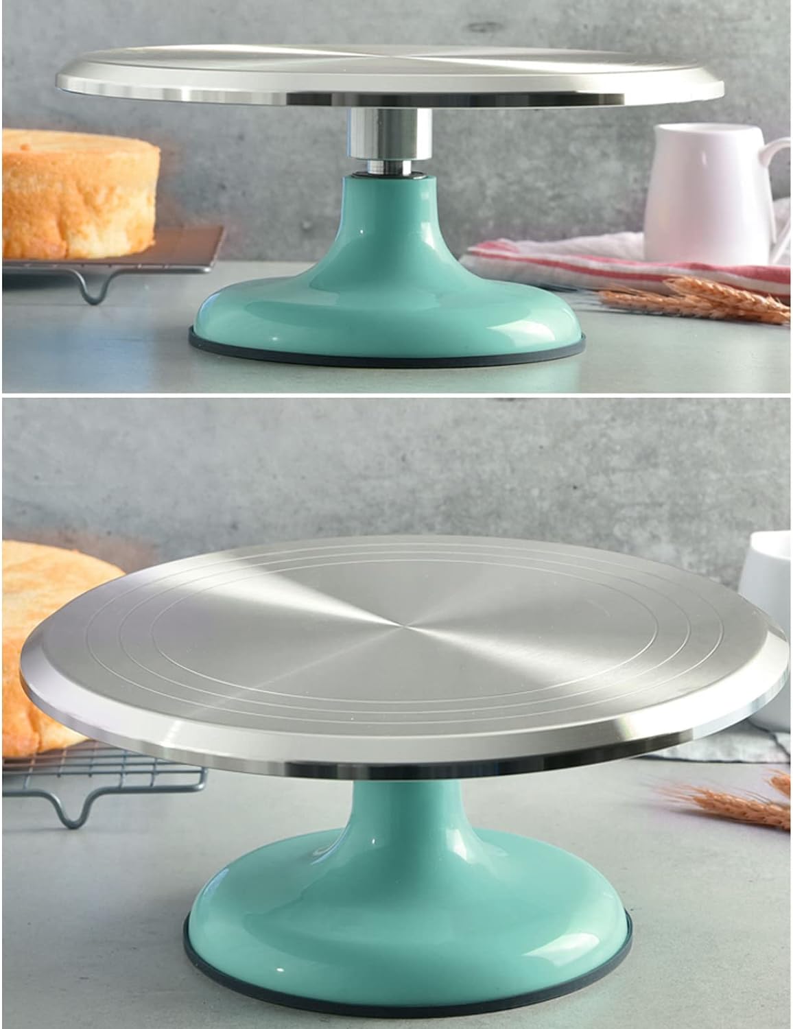 Tocadiscos para tartas, soporte giratorio duradero y estable para decoración de tartas de 10 pulgadas para chefs para suministros de decoración de