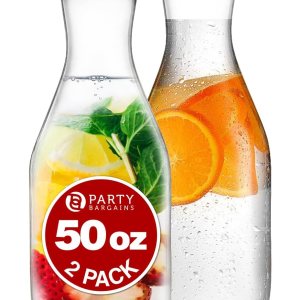 Party Bargains Jarra de plástico de 50 onzas con tapas, transparente, 2 unidades, tapa abatible azul, calidad prémium y jarra de plástico resistente Party Bargains Jarra de plástico de 50 onzas con tapas, transparente, 2 unidades, tapa abatible azul, calidad prémium y jarra de plástico resistente