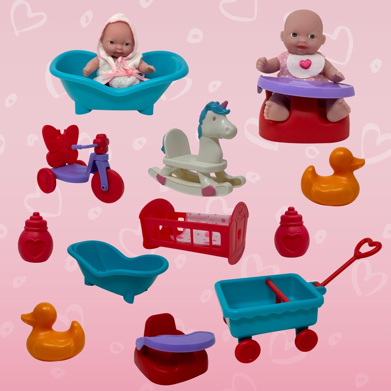Mini juego de muñecas de bebé, juego de muñecas pequeñas con accesorios para muñecas pequeñas y muebles de muñeca de 5 pulgadas, mini muñecas para