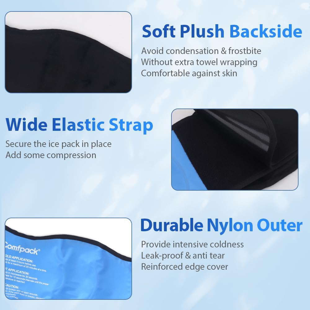 Comfpack Bolsa de hielo para la cabeza para migraña y dolor de cabeza, con respaldo de felpa suave, máscara de gel refrescante para terapia fría y