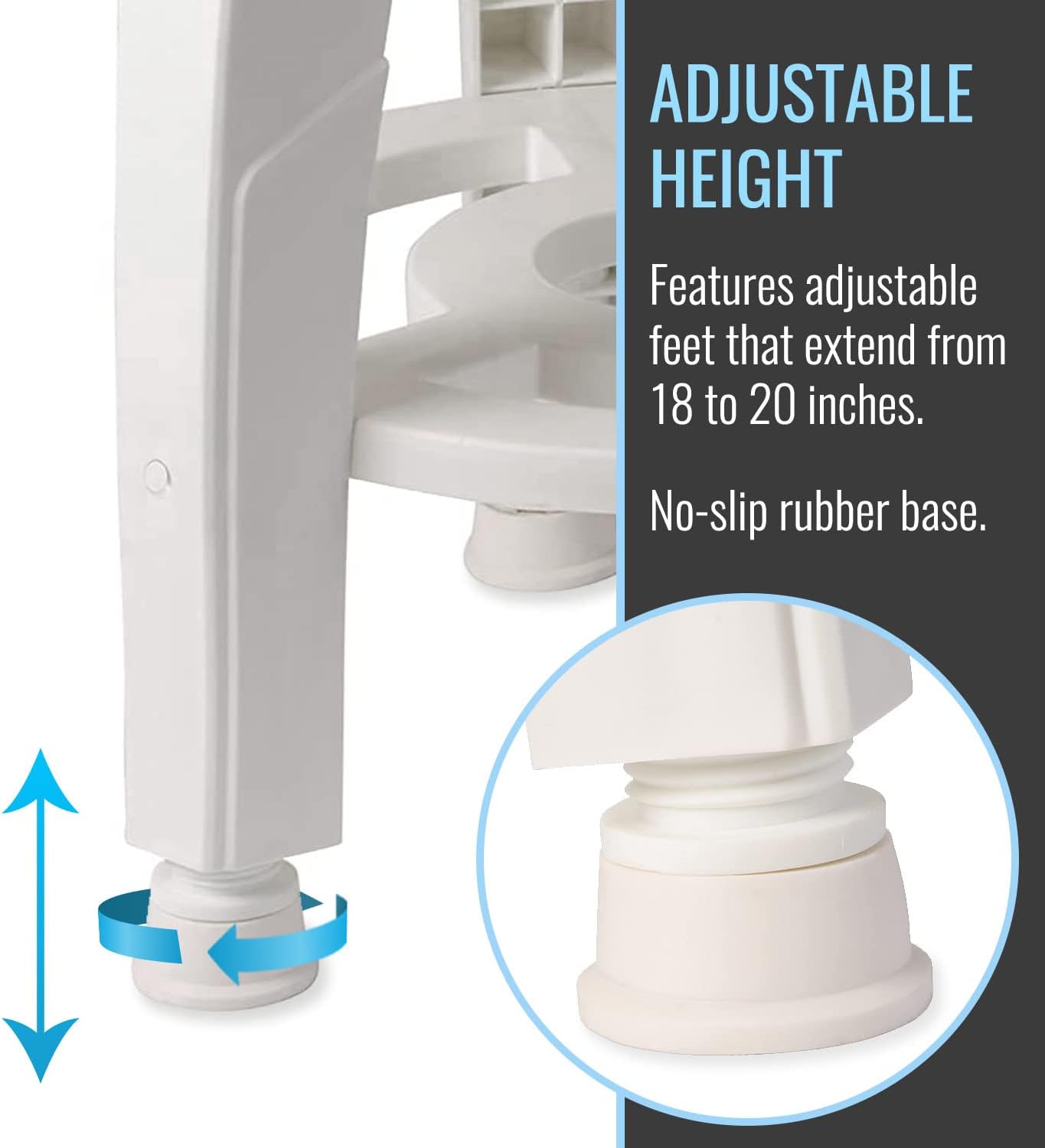 HealthSmart Swivel Shower Stool Seat with Storage Shelf, Rotating Shower Chair for Bathtub, Tool-Free Assembly, White