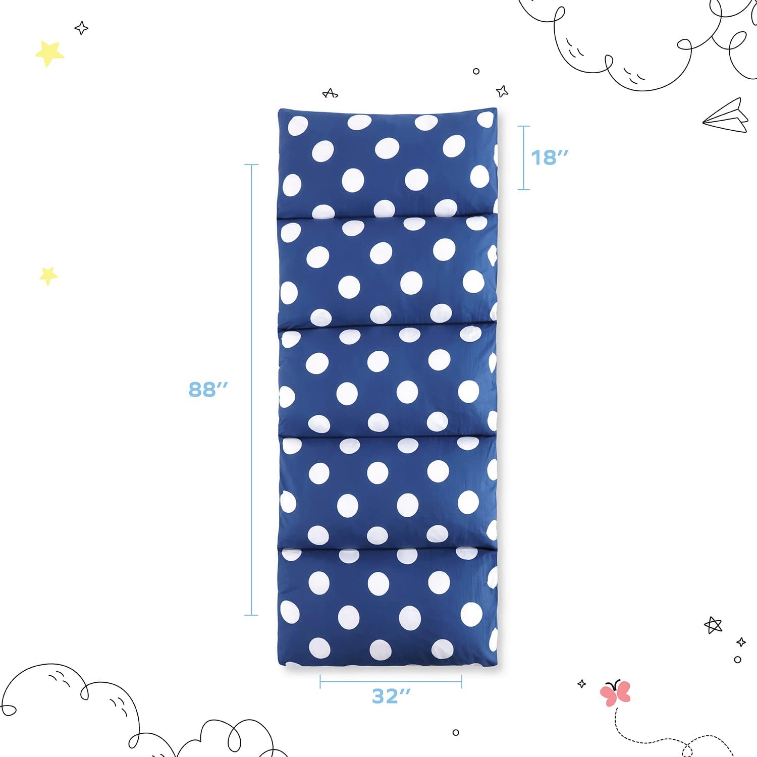 Boston Linen Co. – Funda de almohada de suelo para niños, funda de cama con diseño de lunares para niños, tumbona para leer, descansar y jugar,