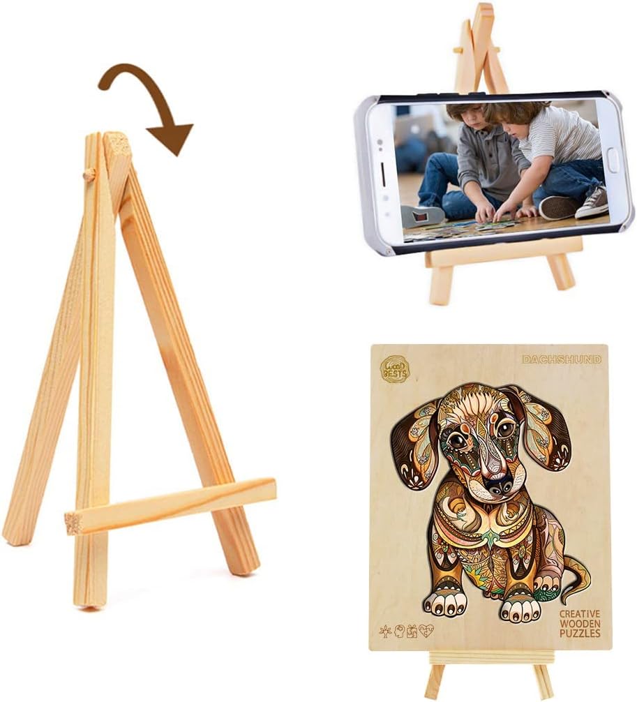 Funnli Rompecabezas de madera para adultos  300 piezas de perro salchicha  Rompecabezas de madera de 15.7 x 13.1 pulgadas con caja, colección de
