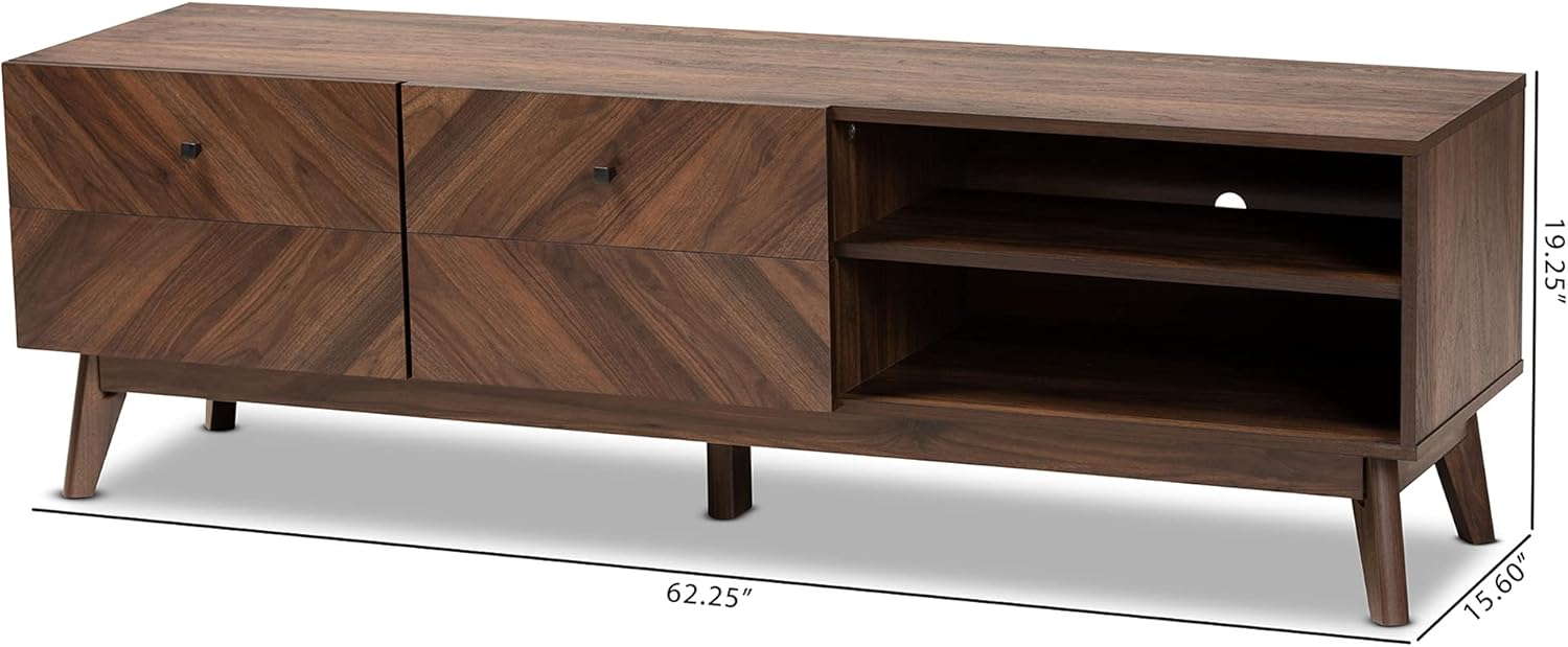 Baxton Studio Hartman – Muebles de TV, tamaño único, color marrón nogal