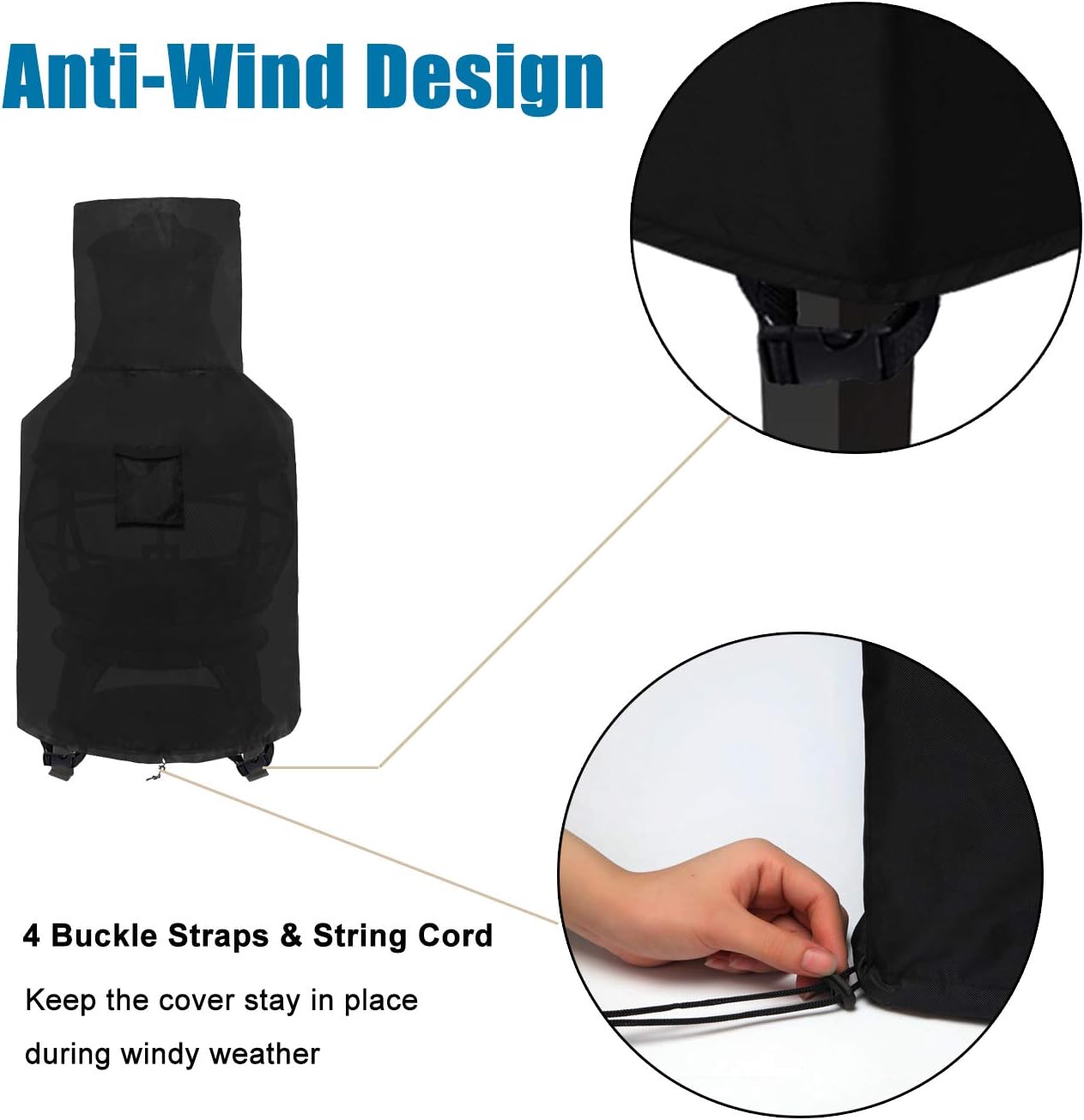 WOMACO Funda impermeable para chimenea de patio, resistente a la intemperie, para chimenea de exteriores, 23.6 pulgadas de profundidad x 43.3