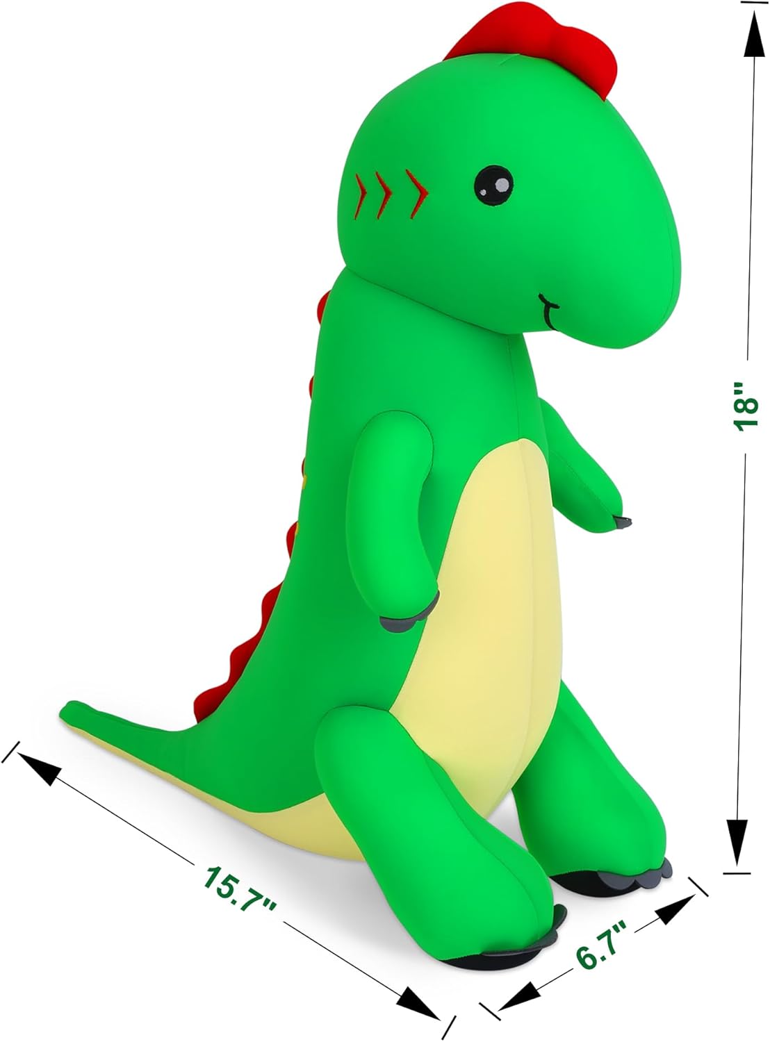 Juguete de peluche de dinosaurio, relleno de partículas de espuma de 18 pulgadas, juguetes de peluche de dinosaurio verde para cumpleaños y Navidad