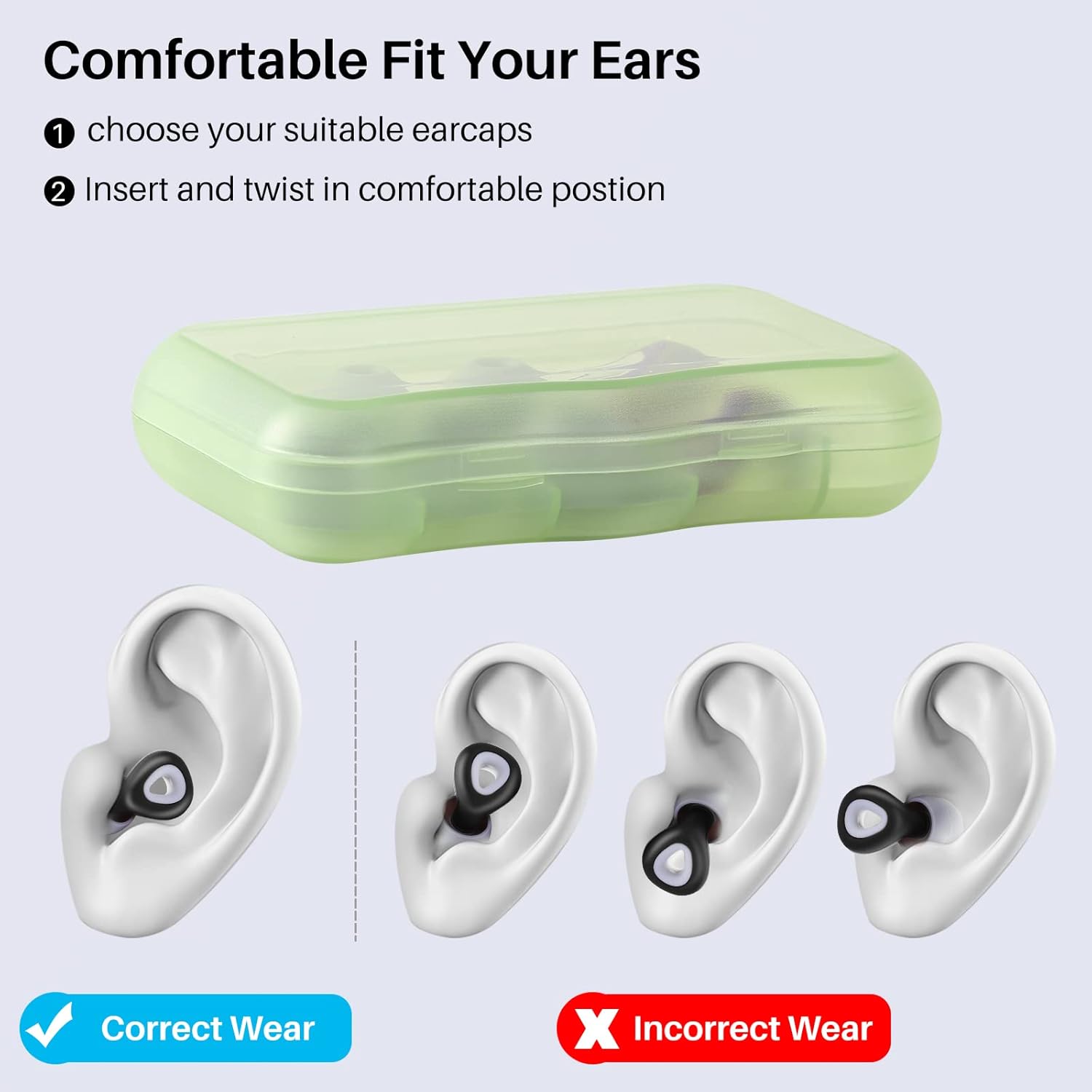 Tapones para los oídos para dormir, con cancelación de ruido, reutilizables, de silicona suave, con bloqueo de ronquidos, con estuche de