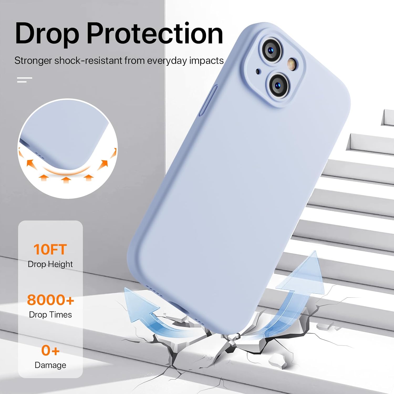 GOODVISH Funda compatible con iPhone 15, funda de silicona mejorada protección mejorada de la cámara con 2 protectores de pantalla, forro interior