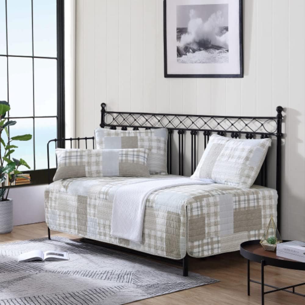 Nautica Juego de cama de algodón para cama de día, decoración del hogar para todas las estaciones, beige Clement