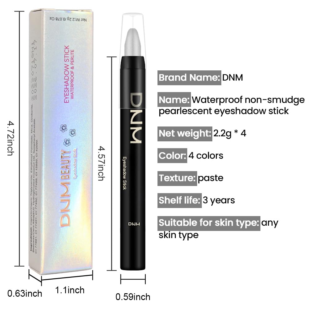 Kaely Juego de 4 sombras de ojos color crema para ojos, blanco perla, negro, Vioiet, morado, azul rey, iluminador de ojos, maquillaje brillante,