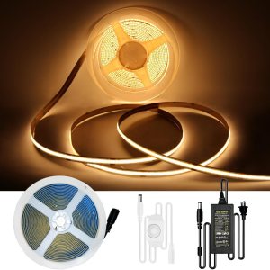 COB – Tira LED regulable de 16.4 pies, luz blanca cálida regulable de 3000 K, blanco cálido brillante, CC 24 V, 1600 LED, CRI90, luces LED flexibles COB – Tira LED regulable de 16.4 pies, luz blanca cálida regulable de 3000 K, blanco cálido brillante, CC 24 V, 1600 LED, CRI90, luces LED flexibles