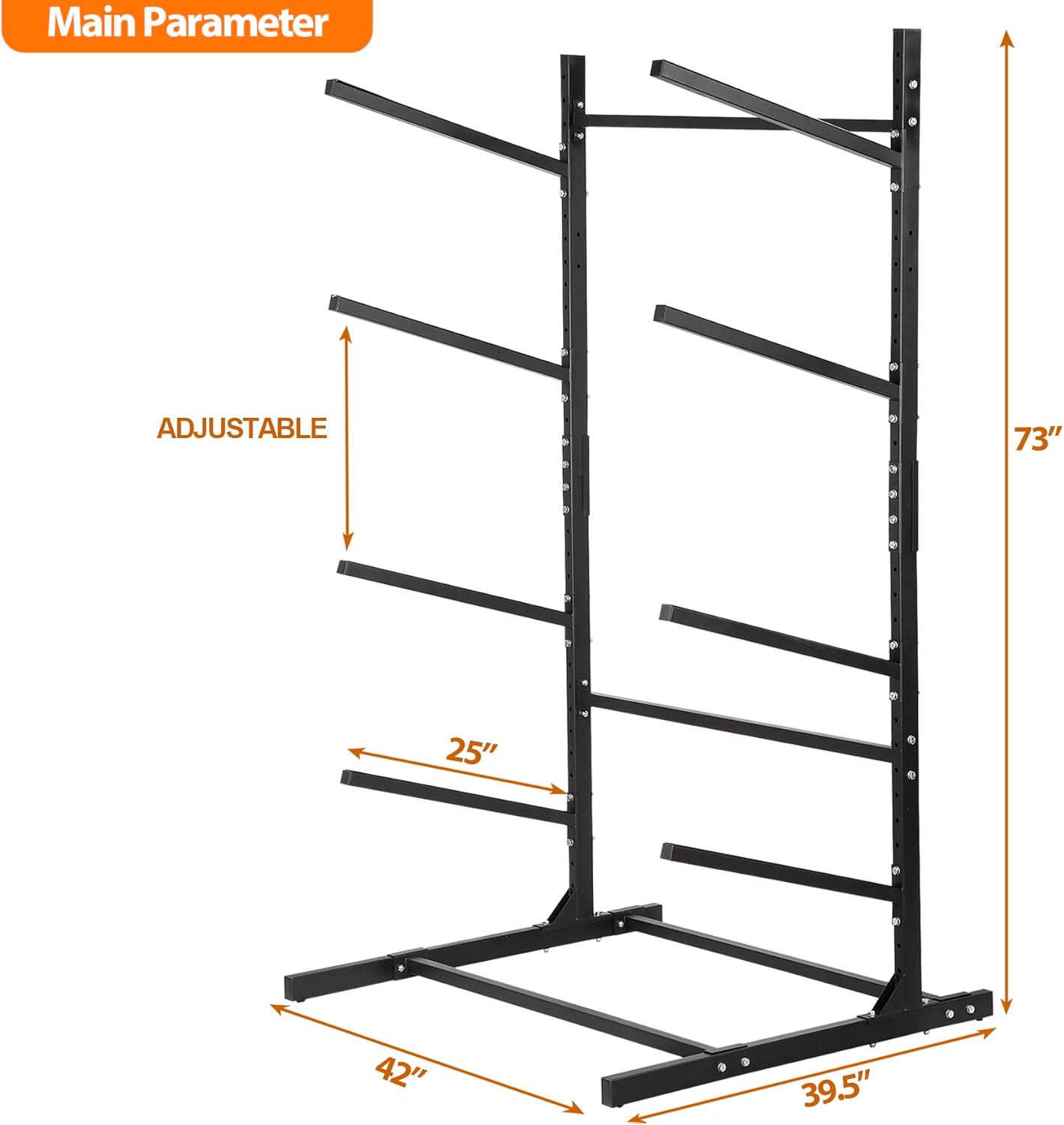 Freestanding Kayak Rackl, Adjustable Kayak and SUP Stand, Weatherproof and Heavy Duty Surfboard Storage Rack, Hold up Kayaks, SUPs, Paddleboards,