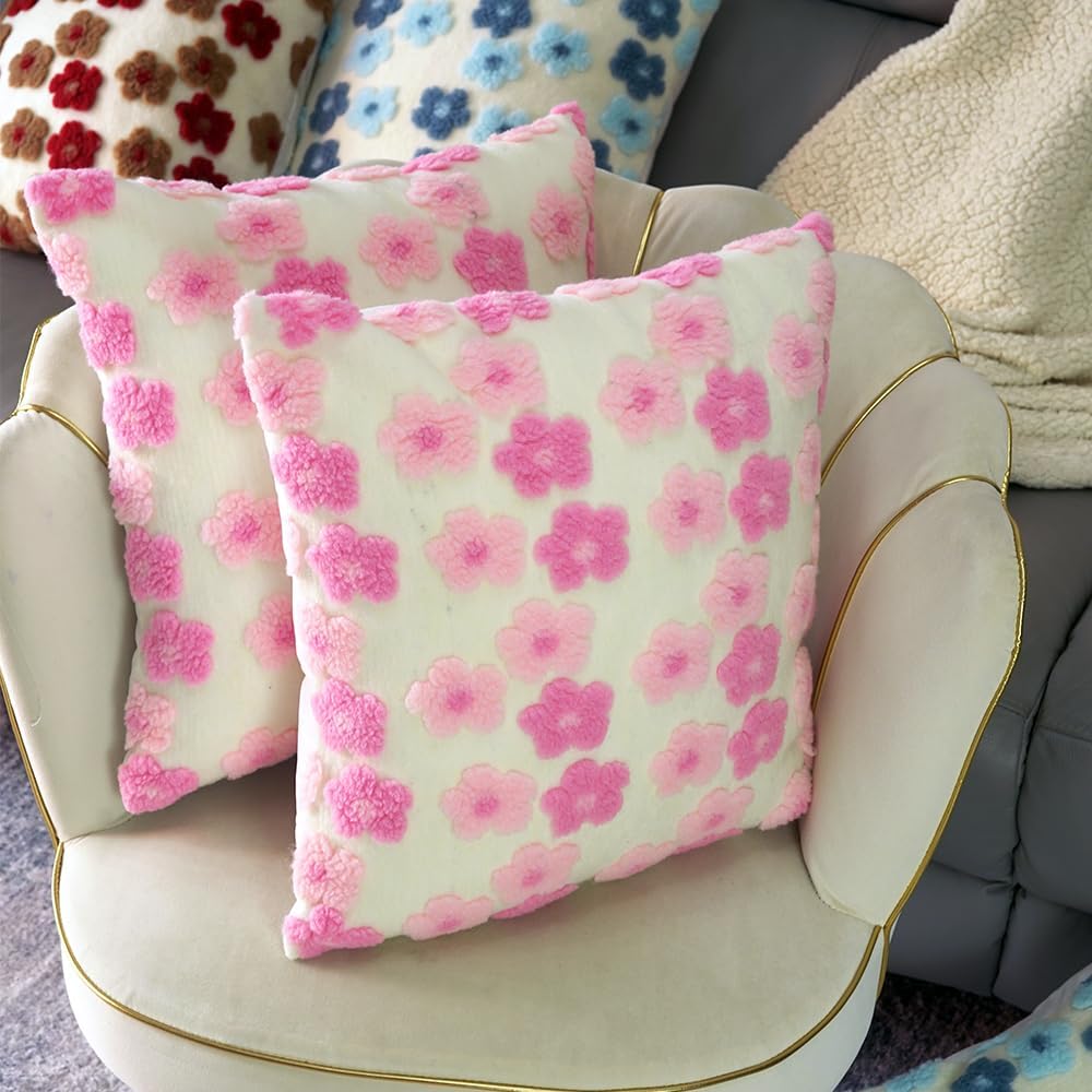 SKXKJian Paquete de 2 fundas de almohada decorativas de Navidad, suaves y esponjosas para dormitorio, de 18 x 18 pulgadas, de piel sintética, con
