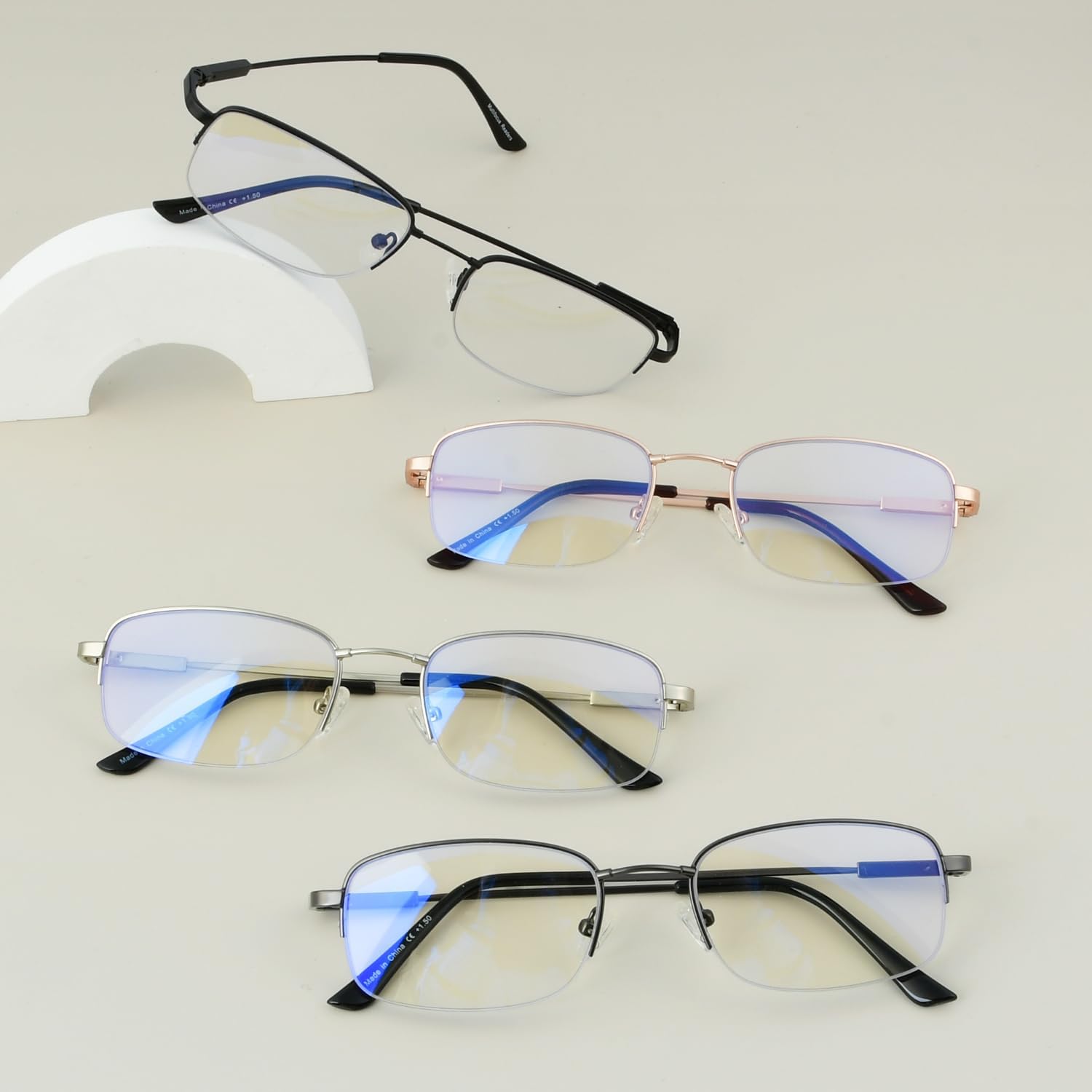 Eyekepper Lentes de lectura progresivos con protección UV de medio borde, 3 niveles, multienfoque, para hombres y mujeres, marco de memoria flexible