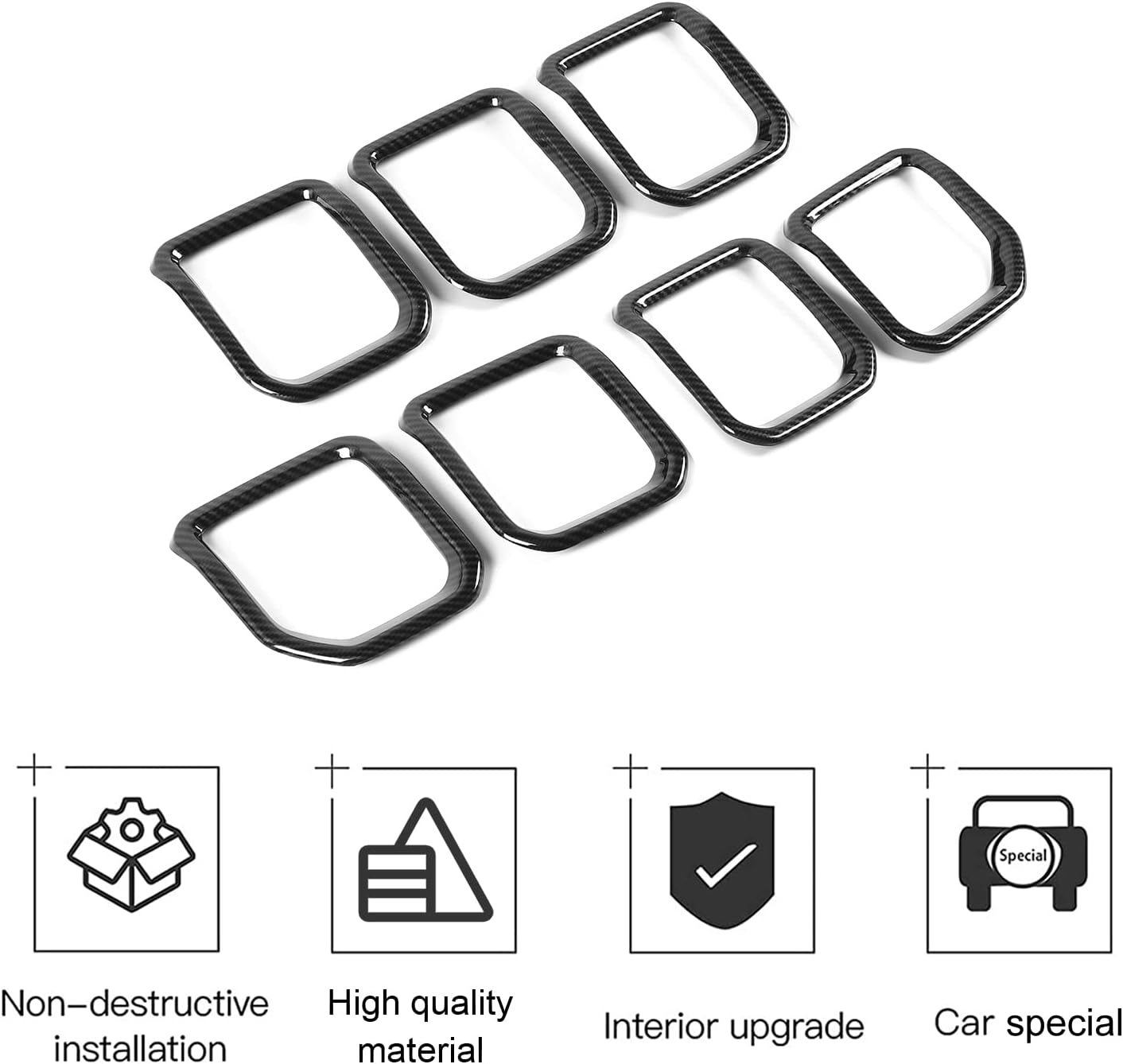 CheroCar para Jeep Compass Rejilla Insertos Cubierta de parrilla delantera Accesorios exteriores para Jeep Compass 2021-2023, fibra de carbono..