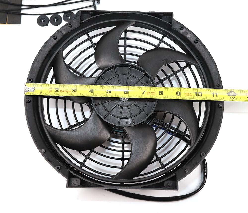 TMKOOL Ventilador de radiador eléctrico delgado universal de 10 pulgadas de alto rendimiento con cuchilla S de 12 V 80 W + kit de montaje (10