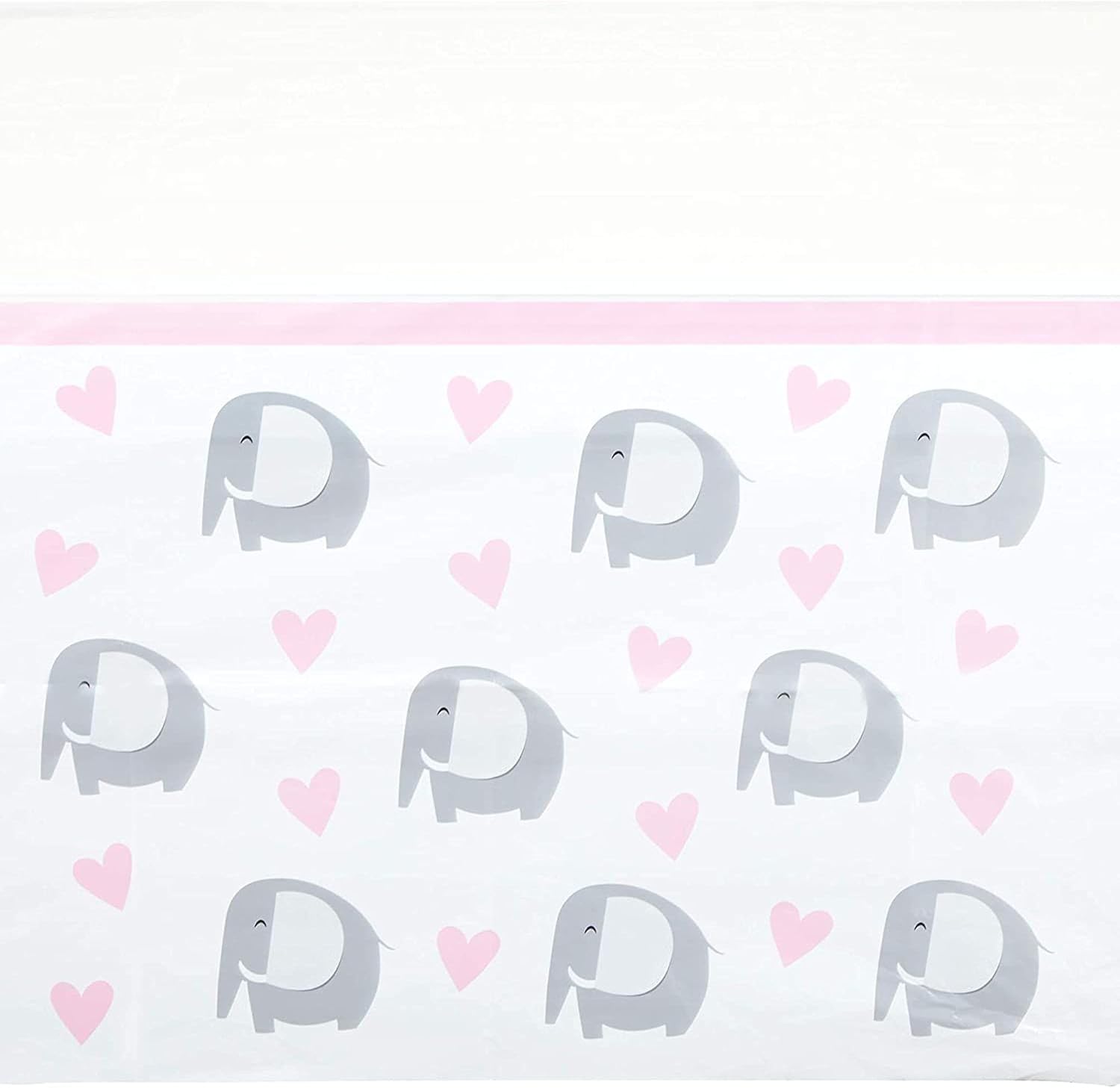 BLUE PANDA Manteles de elefante para decoración de baby shower, corazones rosados (54 x 108 pulgadas, paquete de 3)
