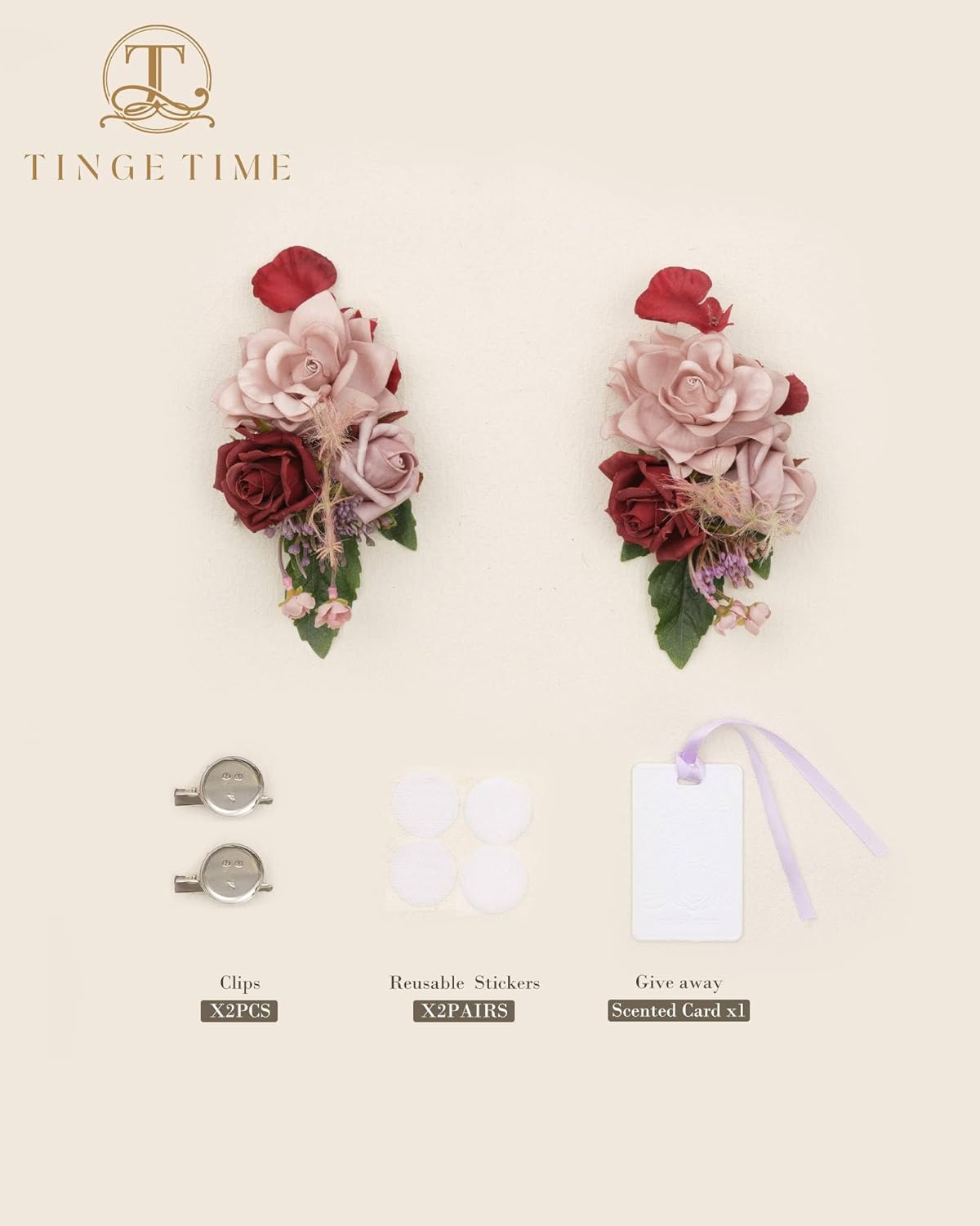 TINGE TIME Ramilletes artificiales de hombro, juego de 2, ramillete floral para la madre de la novia para ceremonia de boda, aniversario, cena