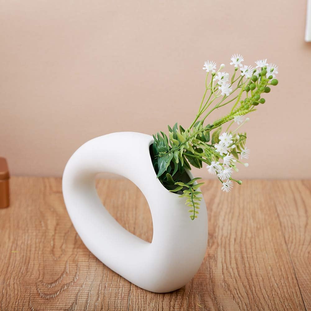 Anding – Jarrón de cerámica blanco, diseño mate, ideal para regalar flores a tus amigos y familia para boda, mesa jarrón, perfecto para decoración