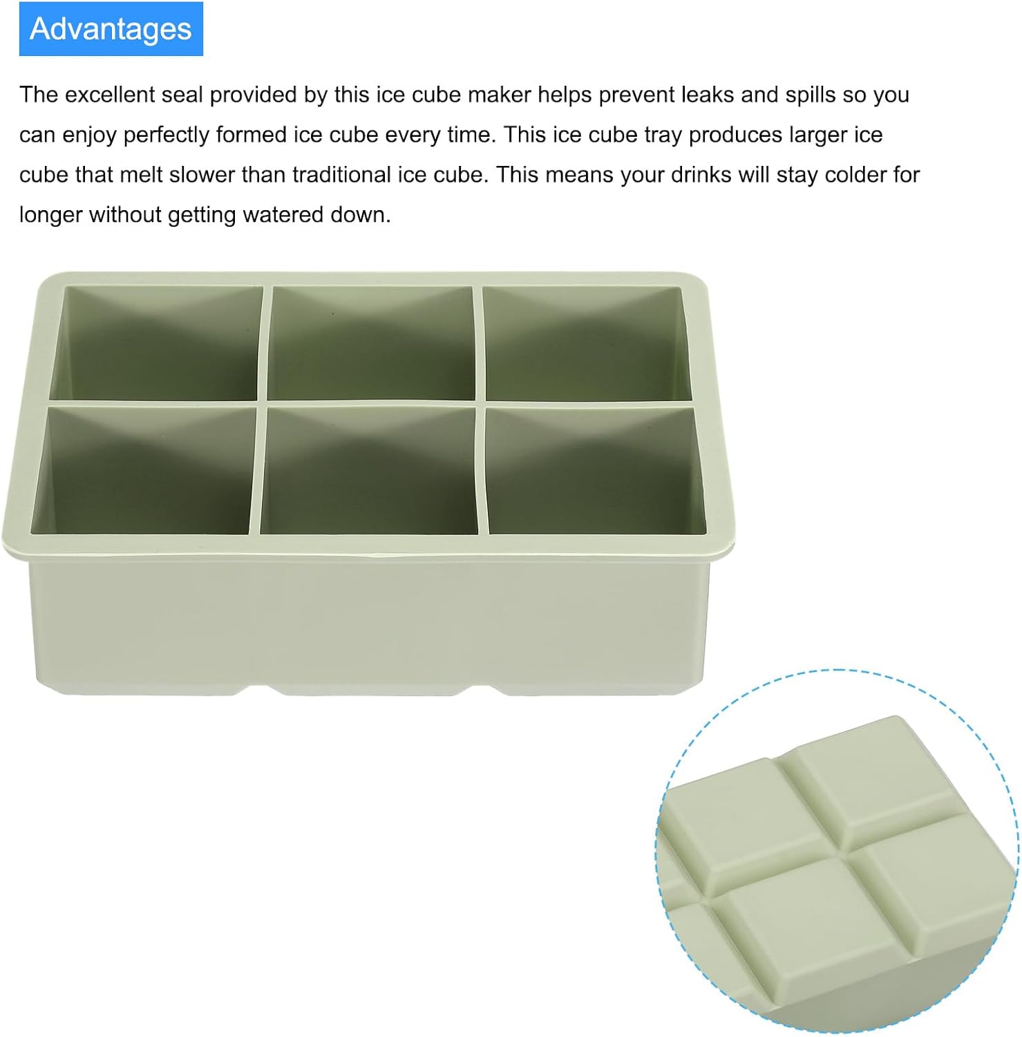 MECCANIXITY Bandeja para cubitos de hielo (juego de 3), máquina de bolas de hielo de esfera verde y bandeja cuadrada para cubitos de hielo para