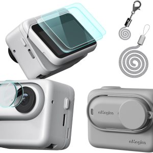 Rszfnjxry Funda protectora de silicona, protector de pantalla y lente para Insta360 GO 3 (gris) Rszfnjxry Funda protectora de silicona, protector de pantalla y lente para Insta360 GO 3 (gris)