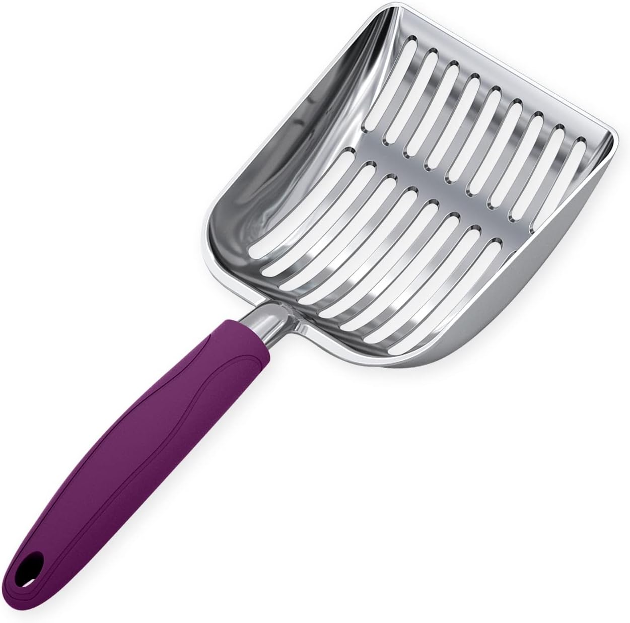 WePet Cuchara de arena para gatos, tamiz de aleación de aluminio, pala de metal para gatitos, pala profunda, mango largo, tamizado de excrementos,