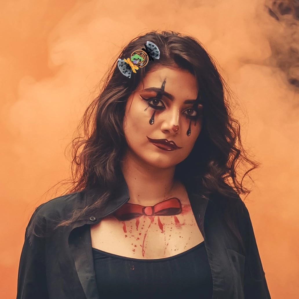 Pinzas de lazo para el cabello de Halloween, 8 unidades para mujeres y niñas, pasadores de fantasma, pinzas de organza para el cabello, accesorios