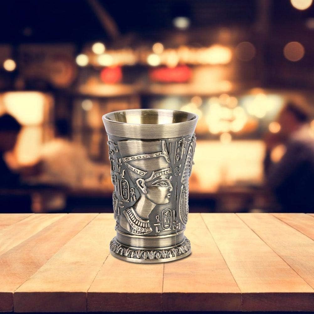 Hztyyier Vasos de chupito de metal estilo vintage Copa de vino con cuerpo de bronce verde Inserto de aleación de zinc para adornos caseros KTV Bar