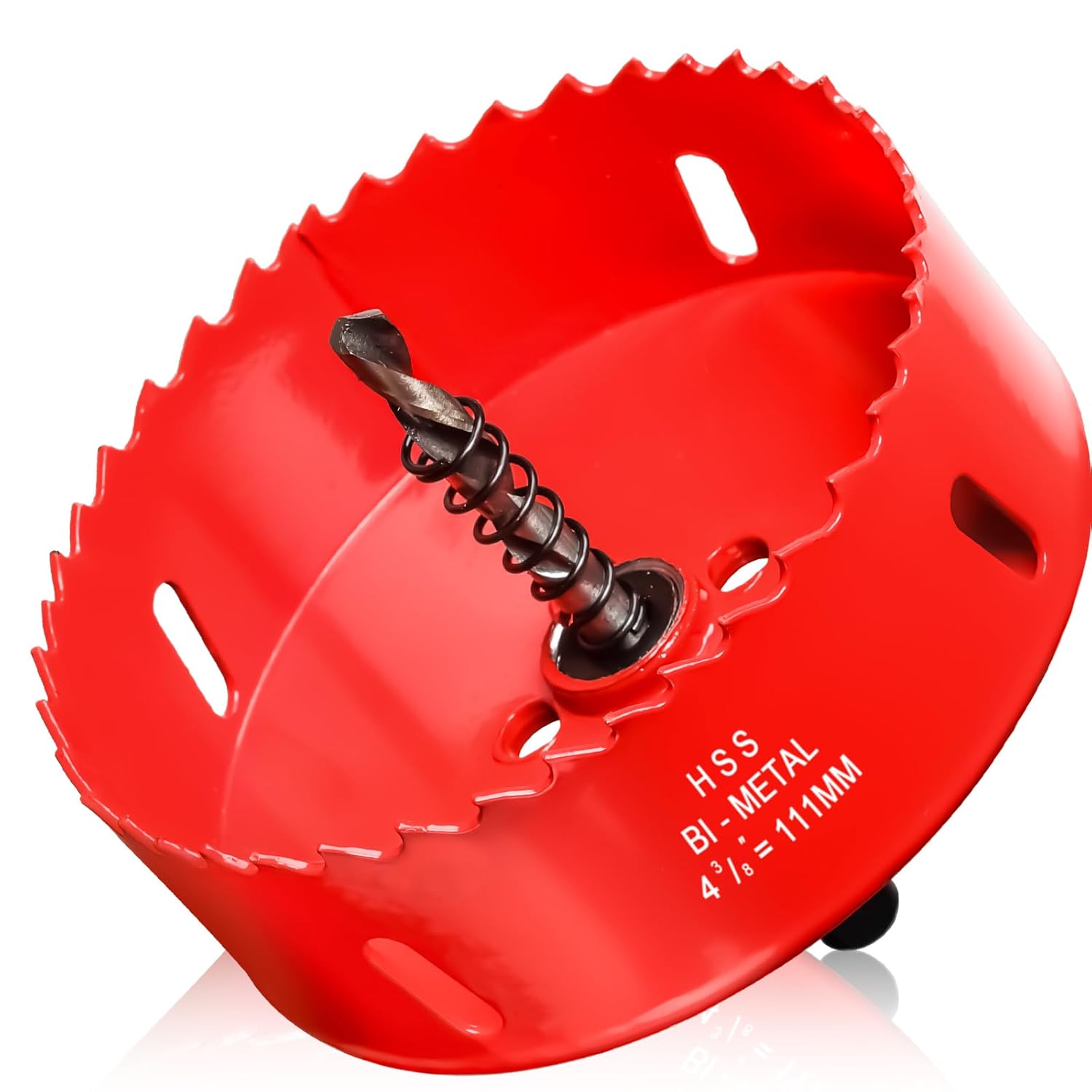 Sierra perforadora de 4 38″ (111 mm) para madera, cortador de agujeros bimetálico HSS con broca piloto para luces empotradas, tableros de PVC, fibra