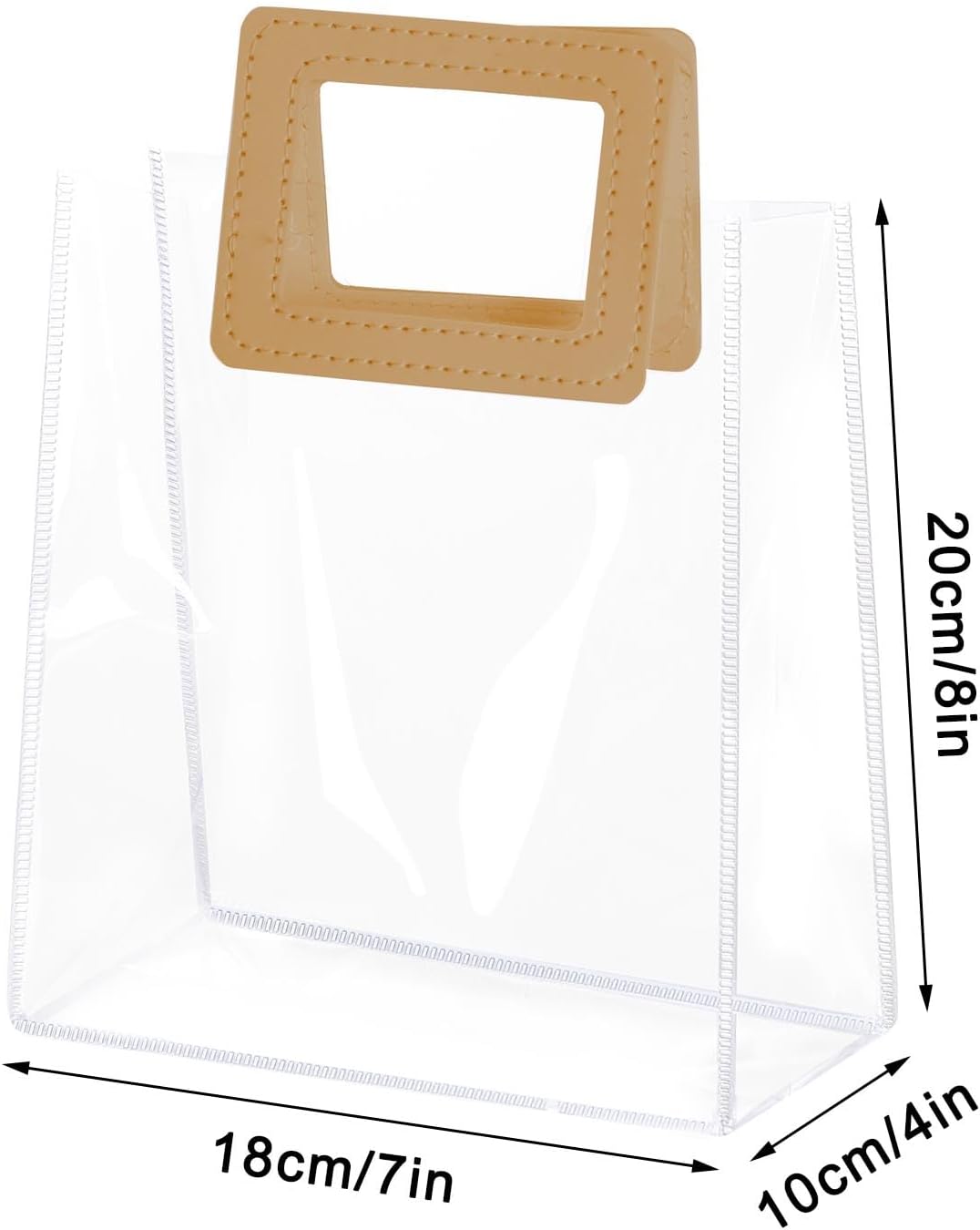 Yolyoo Paquete de 15 bolsas de regalo transparentes con asas blancas, bolsas de plástico de PVC transparentes para envolver regalos, bolsas de