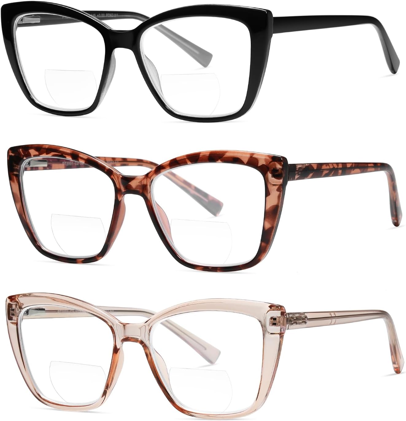 Gafas de lectura bifocales para mujer, ojo de gato, de gran tamaño, bloqueo de luz azul, para lectores de computadora, gafas de diseñador