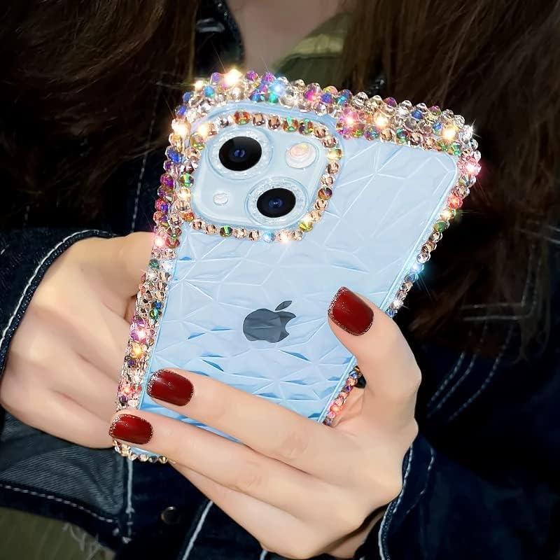 Casechics Funda compatible con iPhone, funda de lujo con purpurina y diamantes brillantes, protección para lente de cámara, transparente, suave, a