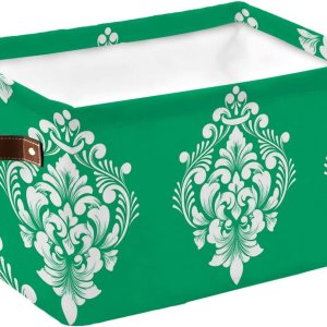 Cesta de almacenamiento de cachemira verde para organizar estantes, cajas de almacenamiento plegables con asa, lujosa canasta de lona moderna y Cesta de almacenamiento de cachemira verde para organizar estantes, cajas de almacenamiento plegables con asa, lujosa canasta de lona moderna y