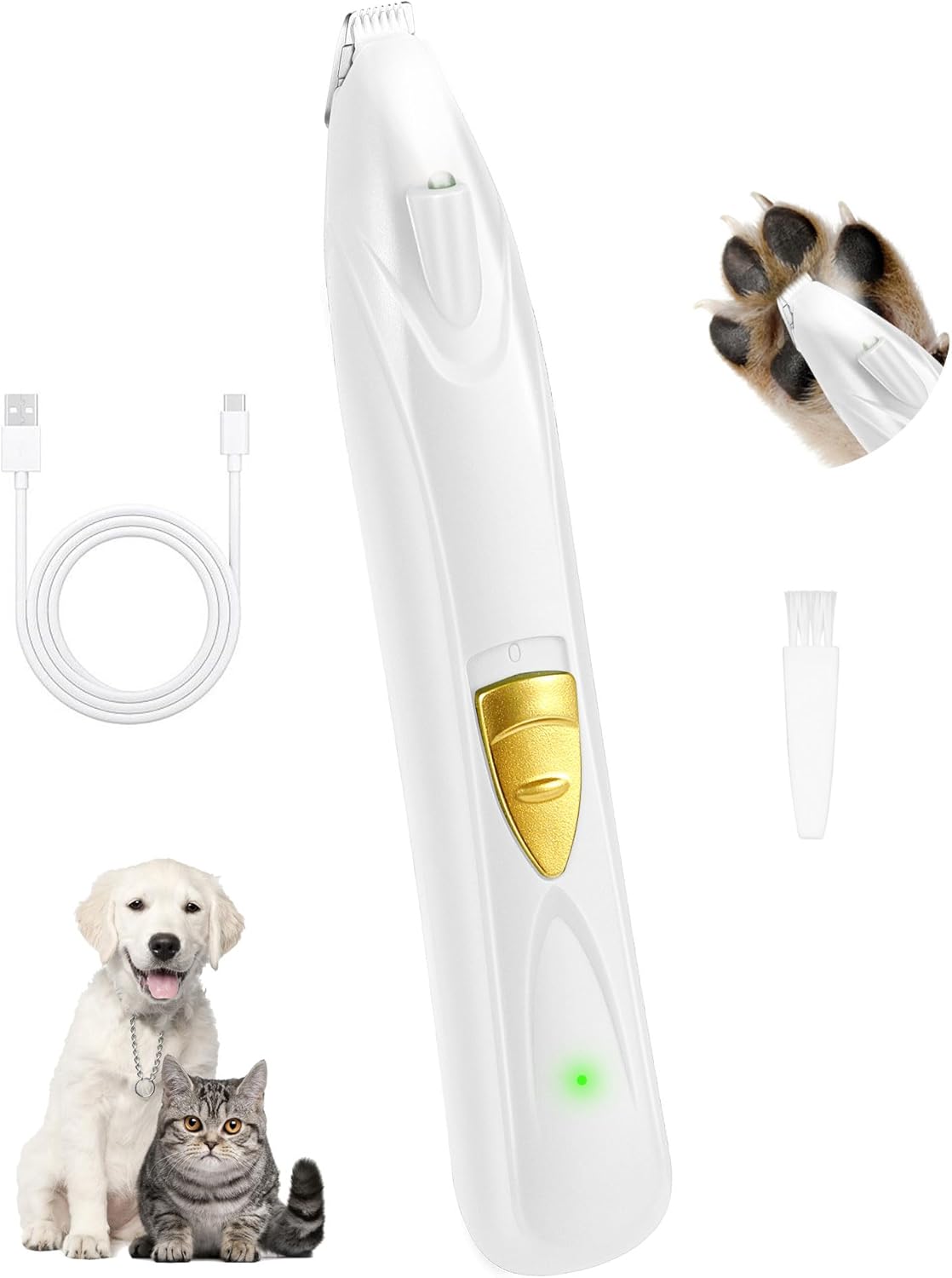Cortapelos para perros, kit inalámbrico de aseo para perros pequeños con luz LED, recortadora de pelo de gato recargable de bajo ruido para aseo de