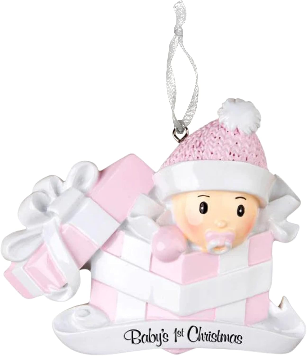 Adorno personalizado para bebé, la primera Navidad de la niña en el presente, adorno para árbol de Navidad, decoración artesanal personalizada,