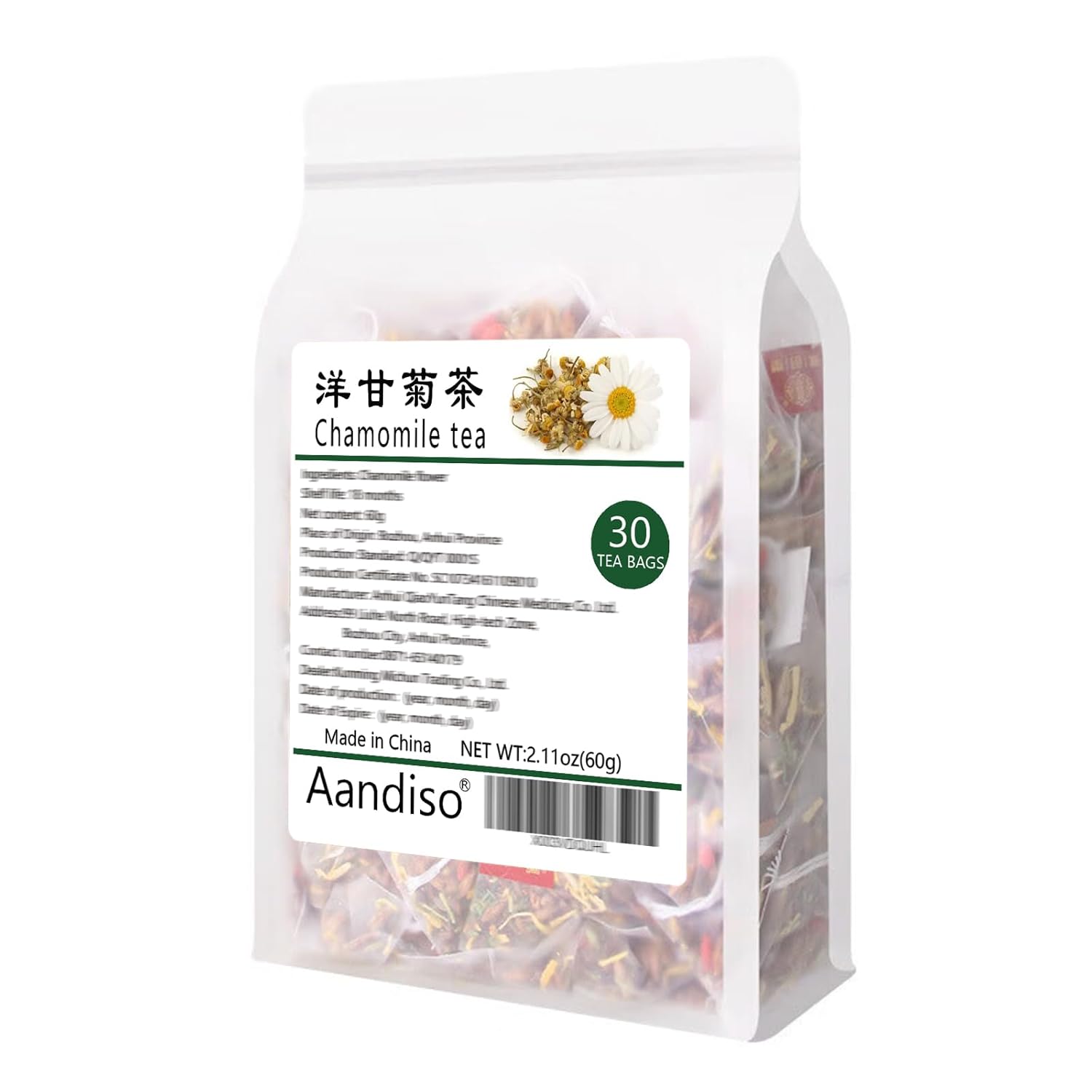Chamomile Flowers Chamomile Tea Bags Chamomile Herbal Tea Chamomile Flower 2.11 oz  60g (2g × 30 Tea Bags)
