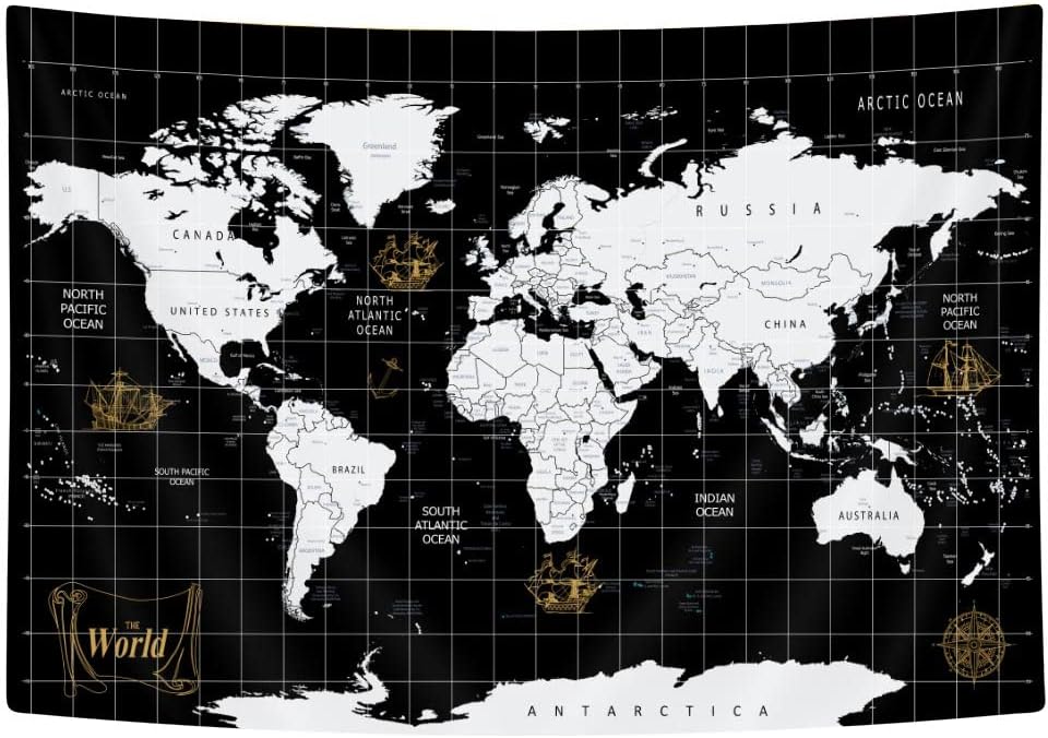 Tapiz de mapa del mundo para colgar en la pared, diseño geográfico del mundo, Asia Europa, ciudad del sur, topografía, América, África, Japón,