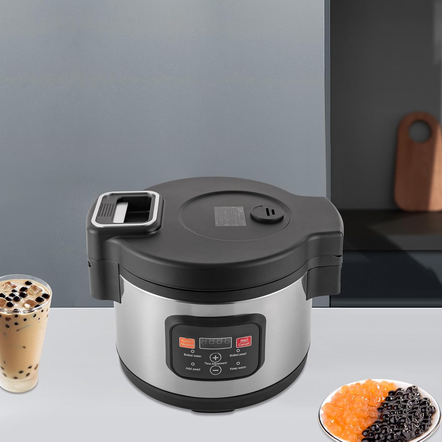 Boba Cooker comercial de 3.17 galones Boba Pot automático Pearl Pot Tapioca Olla para té Boba y té de burbujas y té de leche Pantalla táctil 110V