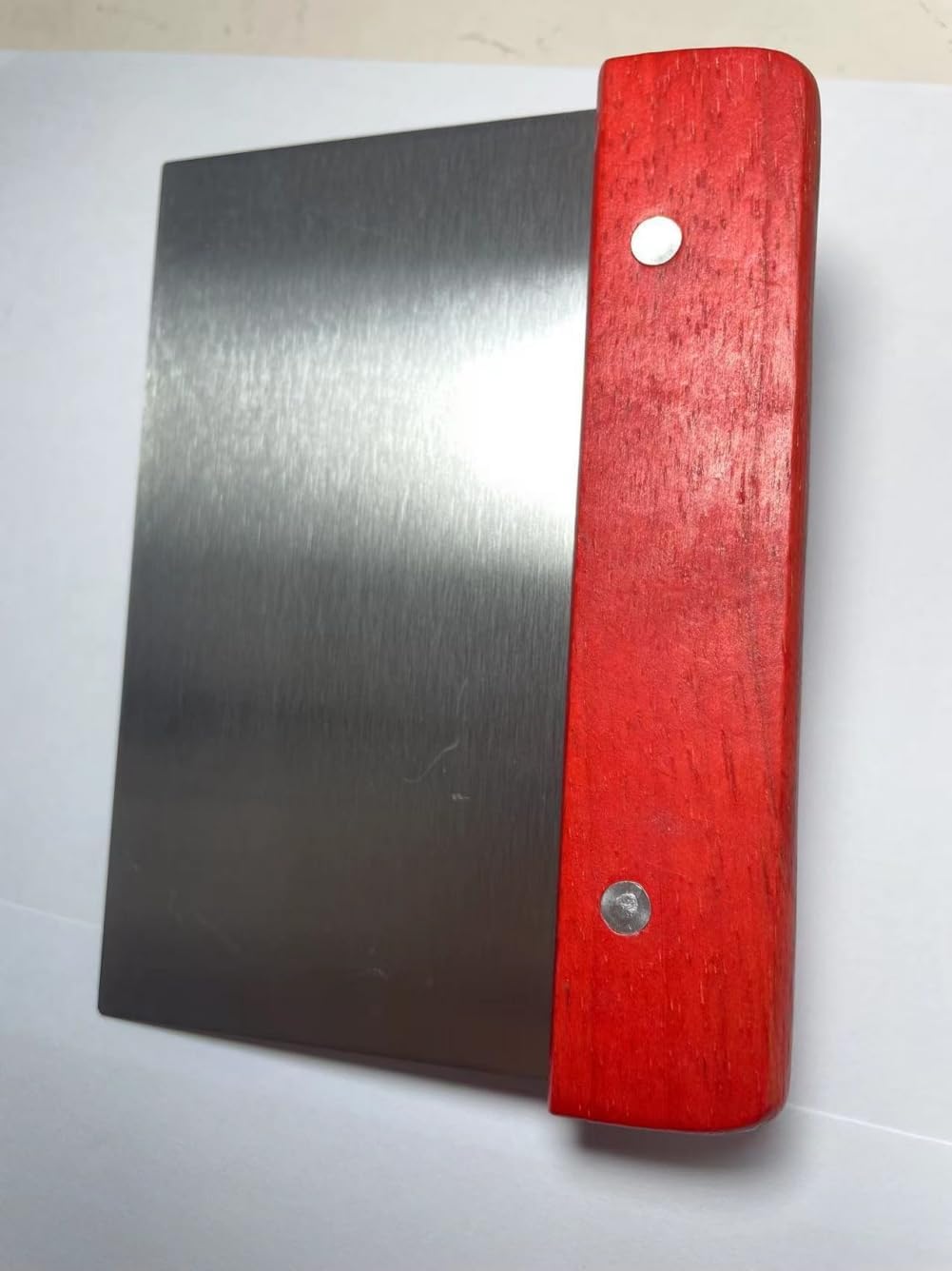 Cumuiu Cortador de banco de masa de 6 x 4 pulgadas, raspador de masa y cortador de acero inoxidable con mango de madera, paquete de 2 (2 unidades)