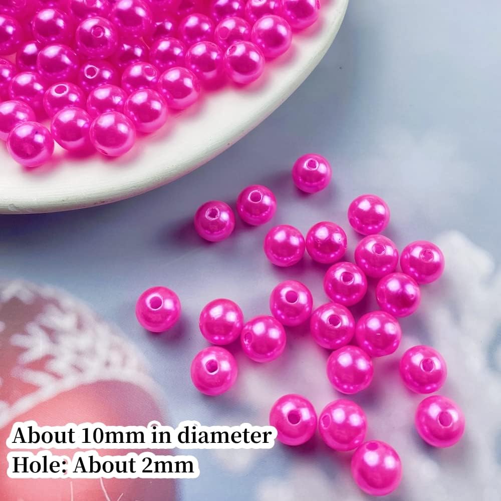 200 cuentas de perlas de 0.394 pulgadas (0.394 in), perlas sueltas redondas lisas con agujeros para pulseras, collares, aretes, joyería, costura,