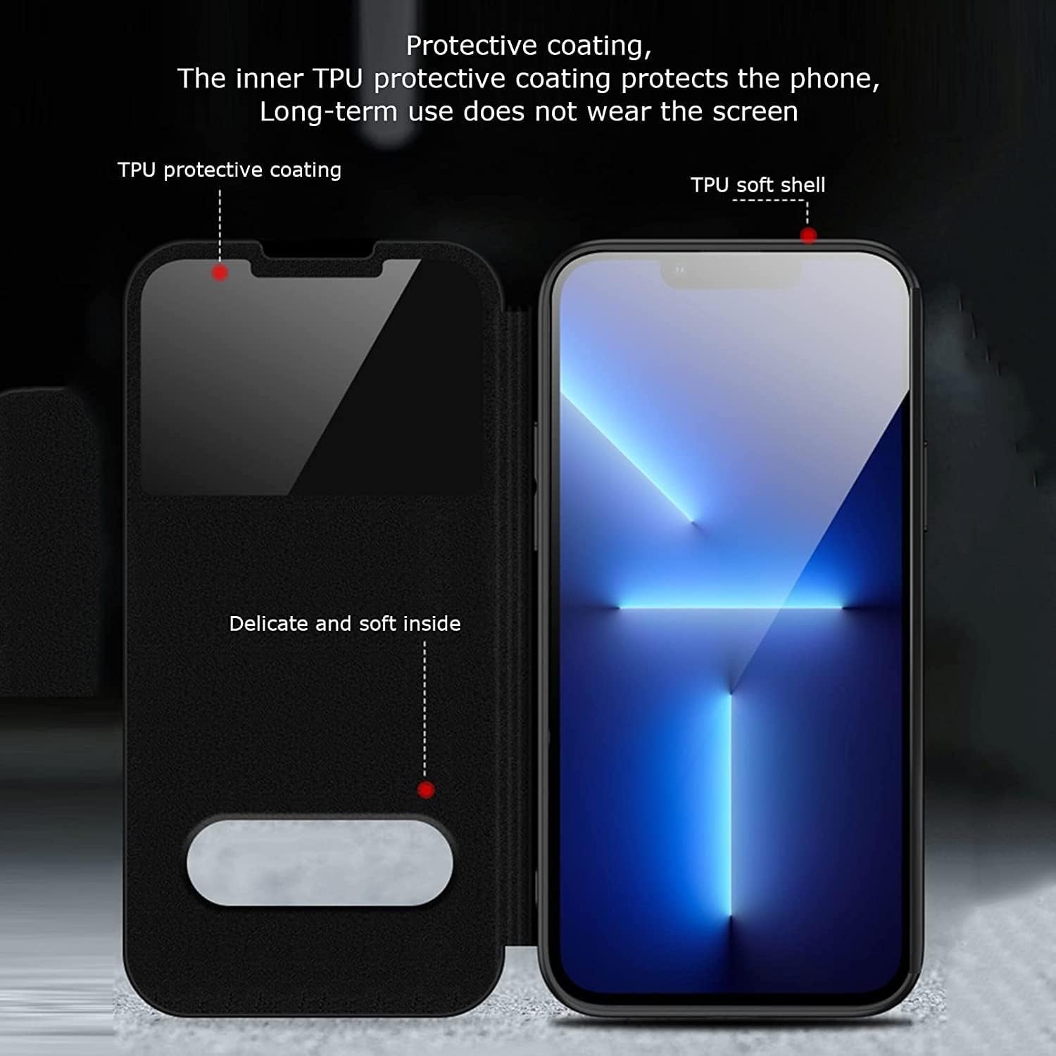 Funda para iPhone 1414 Plus14 Pro14 Pro Max, funda de cuero genuino con succión magnética con tapa y cierre de luz, a prueba de golpes, no se voltea