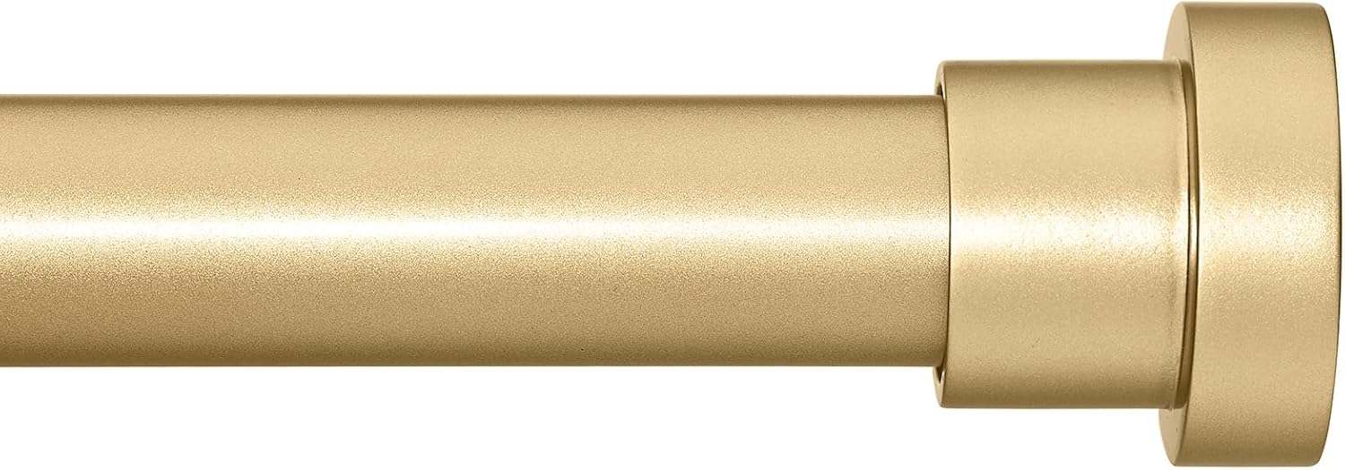 Briofox Barras de cortina de oro para ventanas de 66 a 120 pulgadas, barra de cortina ajustable resistente de 1 pulgada con remates decorativos