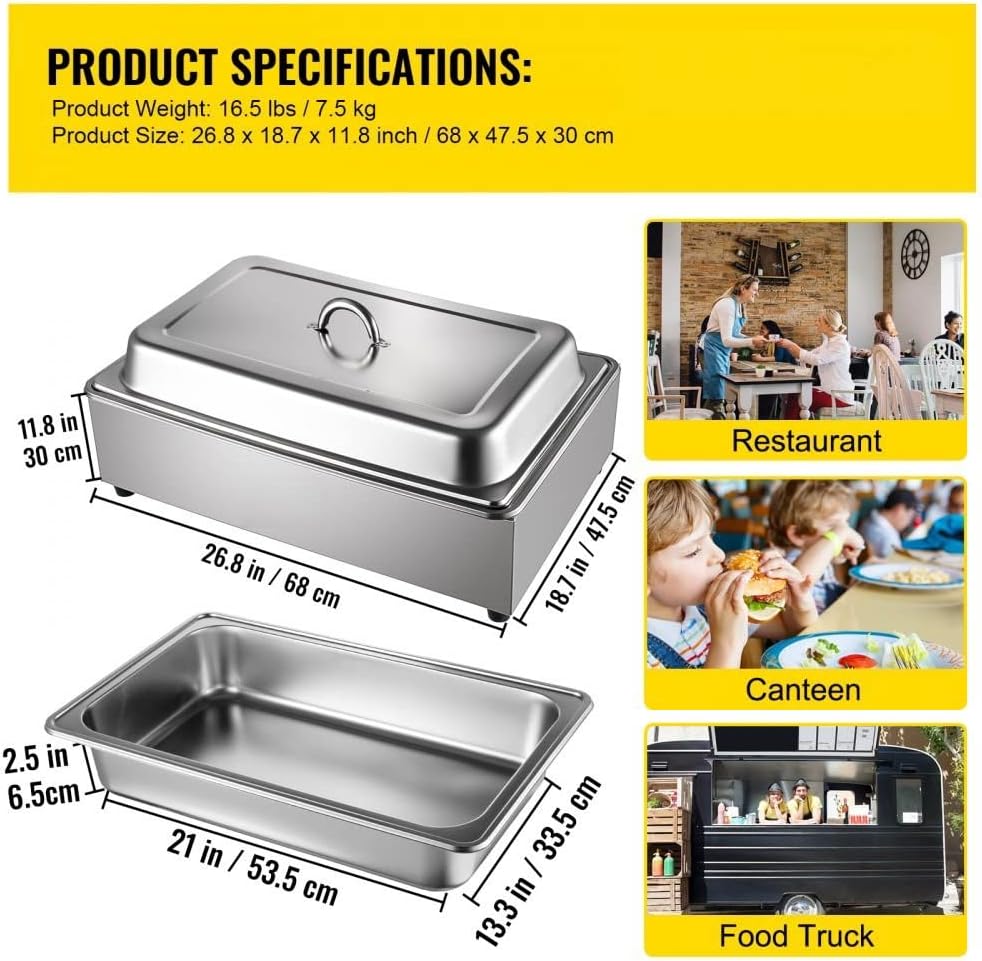 Mesa de vapor comercial para calentar alimentos con tapa, calentadores eléctricos de sopa de 1 olla de tamaño completo, equipo de buffet Bain Marie