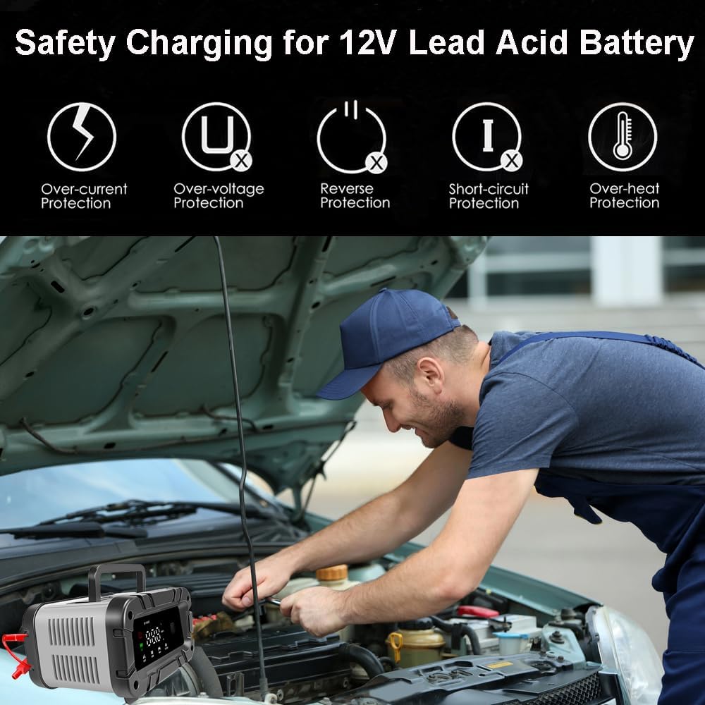 Cargador de batería de coche de 12 V y 6 amperios, cargador de batería inteligente automático, cargador de goteo automático, cargador de flotador y
