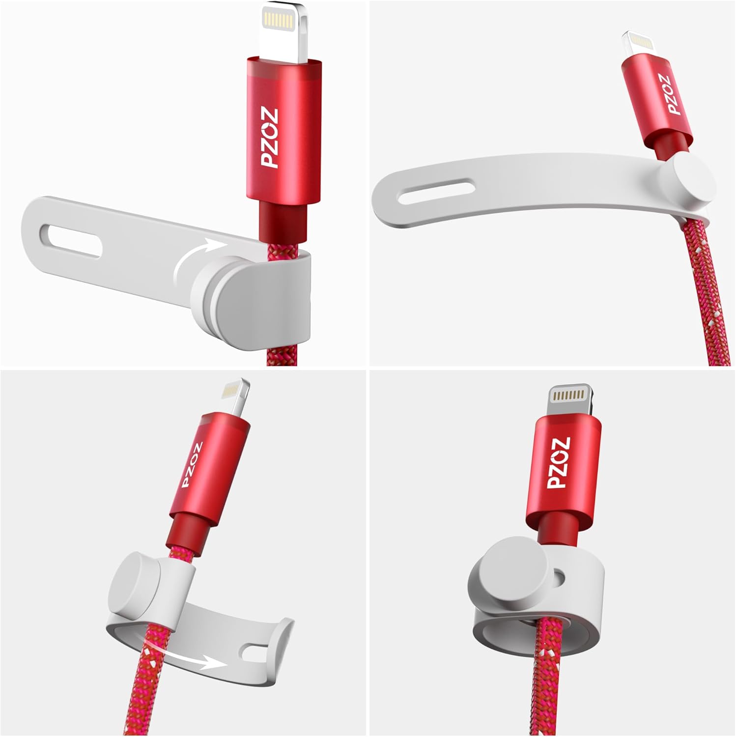 PZOZ Bridas magnéticas reutilizables para cables, organizador de cables de silicona elástica, soporte de gestión de correas para iPhone, cargador de