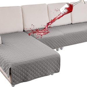 Fundas para sofá modular, impermeables, en forma de L, 2 piezas, reversible, con funda para diván, protector duradero de muebles, fundas de sofá Fundas para sofá modular, impermeables, en forma de L, 2 piezas, reversible, con funda para diván, protector duradero de muebles, fundas de sofá