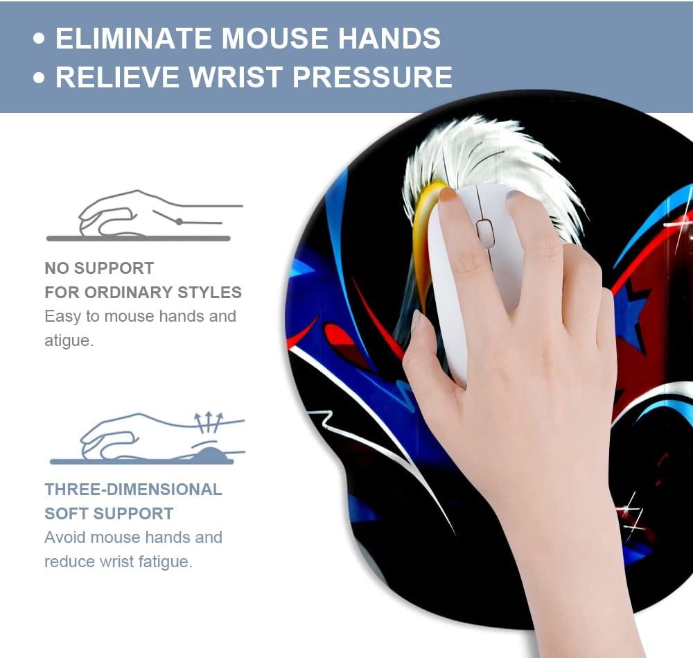 Eagle – Alfombrilla para mouse con soporte para reposamuñecas, cómoda almohadilla para reposamuñecas con base de goma antideslizante y soporte de