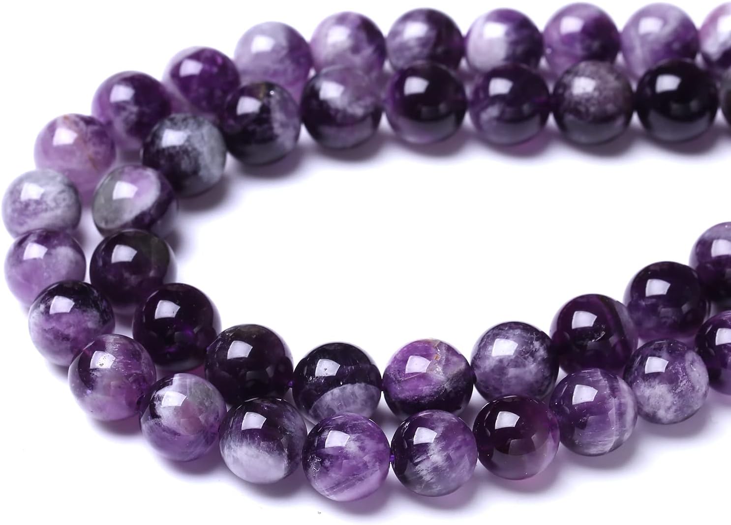 45 cuentas de 0.315 in de color morado natural, amatistas de encaje de ensueño, redondas, sueltas, piedras preciosas para hacer joyas y bricolaje de