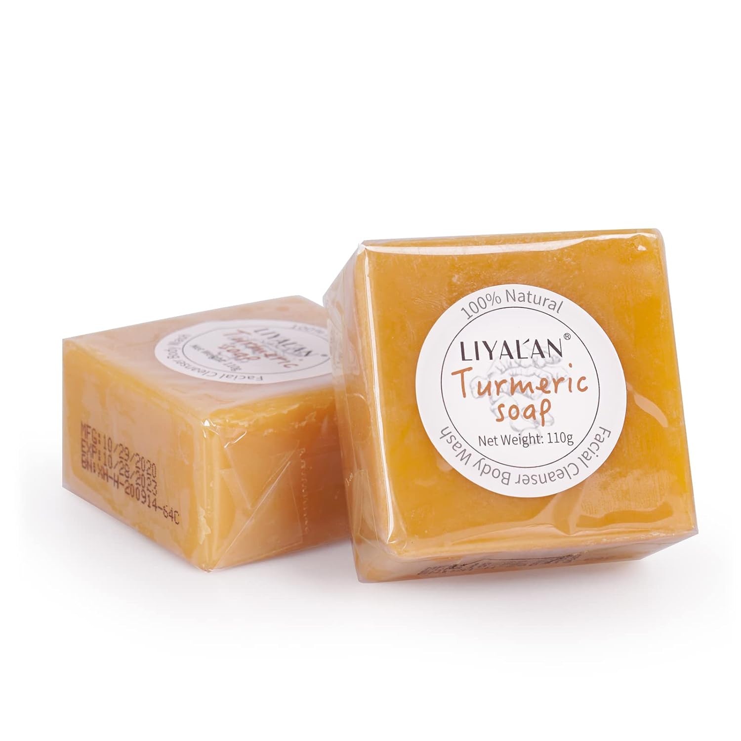 LIYALAN Turmeric Soap Bar for Face & Body-Tumeric Soap,Smooth Skin,Cleansing Natural Handmade Soap Sensitive Skin Formula, Vegan Soap